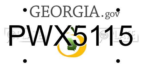 PWX5115 Georgia License Plate