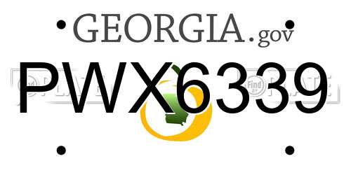 PWX6339 Georgia License Plate