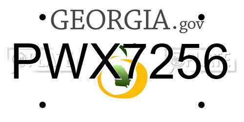 PWX7256 Georgia License Plate
