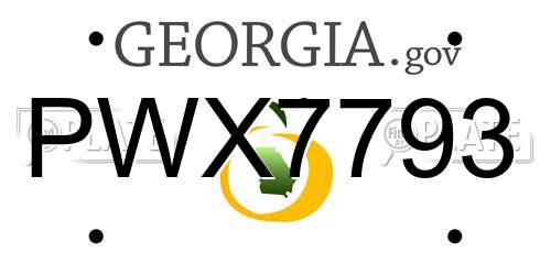 PWX7793 Georgia License Plate