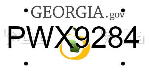 PWX9284 Georgia License Plate