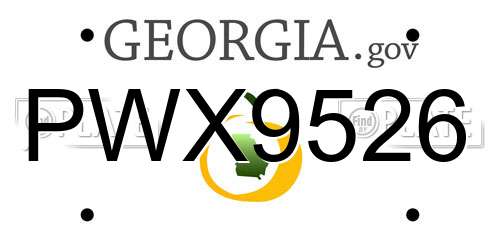 PWX9526 Georgia License Plate