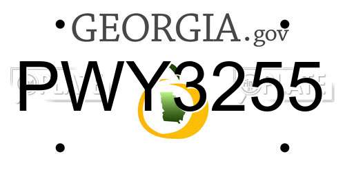 PWY3255 Georgia License Plate
