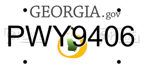 PWY9406 Georgia License Plate