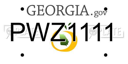 PWZ1111 Georgia License Plate