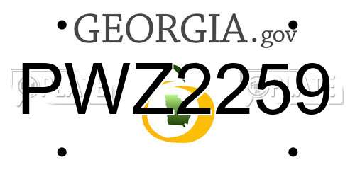 PWZ2259 Georgia License Plate