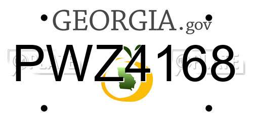 PWZ4168 Georgia License Plate