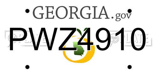 PWZ4910 Georgia License Plate