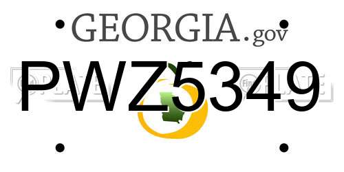 PWZ5349 Georgia License Plate