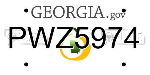 PWZ5974 Georgia License Plate