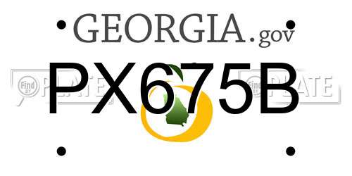 PX675B Georgia License Plate