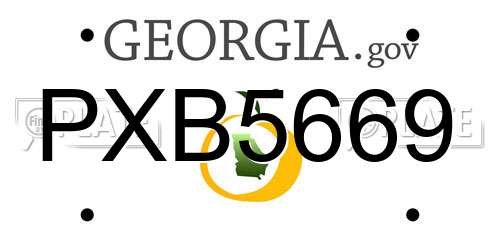 PXB5669 Georgia License Plate