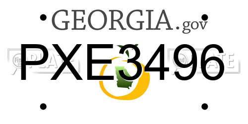 PXE3496 Georgia License Plate