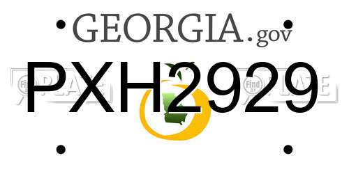 PXH2929 Georgia License Plate