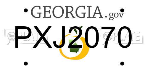 PXJ2070 Georgia License Plate