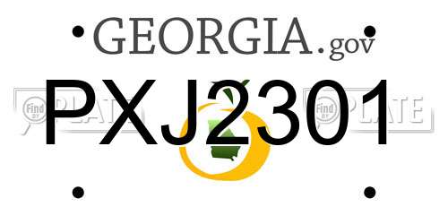 PXJ2301 Georgia License Plate