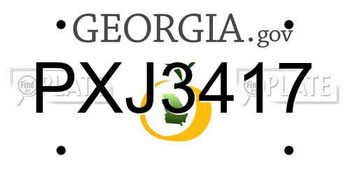 PXJ3417 Georgia License Plate