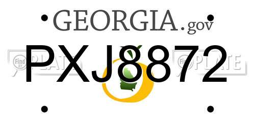 PXJ8872 Georgia License Plate