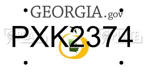 PXK2374 Georgia License Plate