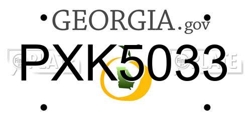 PXK5033 Georgia License Plate