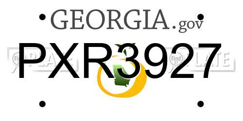 PXR3927 Georgia License Plate