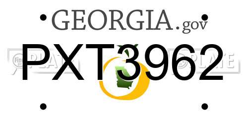 PXT3962 Georgia License Plate