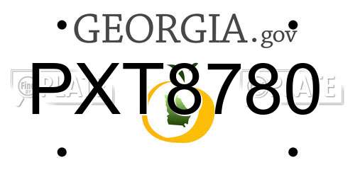 PXT8780 Georgia License Plate