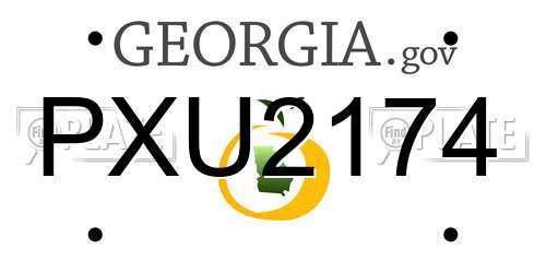 PXU2174 Georgia License Plate