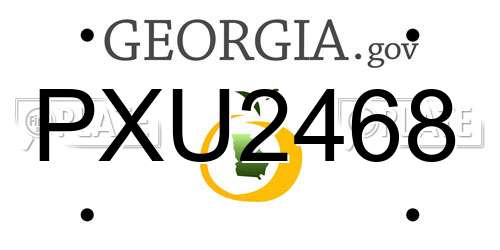 PXU2468 Georgia License Plate