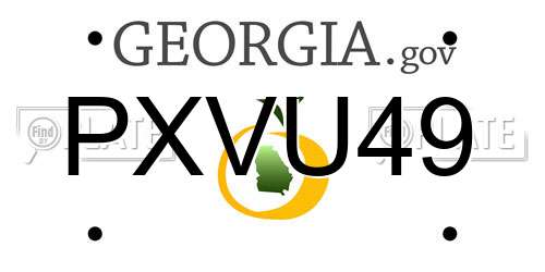 PXVU49 Georgia License Plate