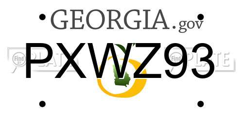 PXWZ93 Georgia License Plate