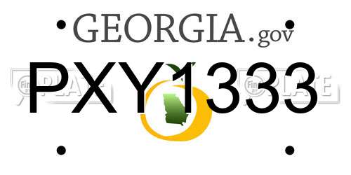 PXY1333 Georgia License Plate