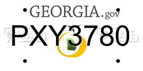 PXY3780 Georgia License Plate
