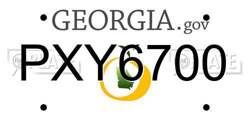 PXY6700 Georgia License Plate