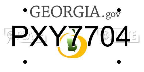 PXY7704 Georgia License Plate