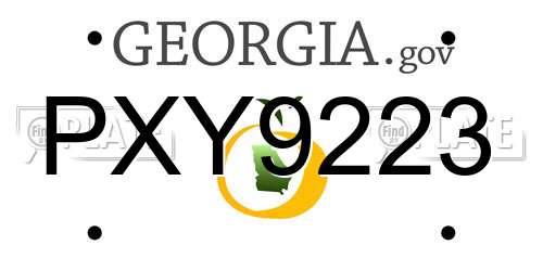 PXY9223 Georgia License Plate