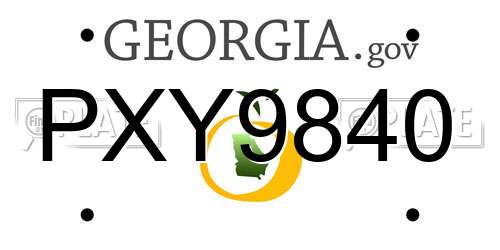 PXY9840 Georgia License Plate