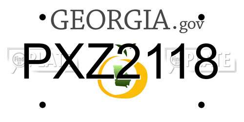 PXZ2118 Georgia License Plate