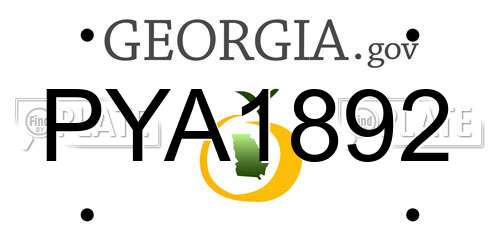PYA1892 Georgia License Plate