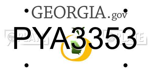 PYA3353 Georgia License Plate