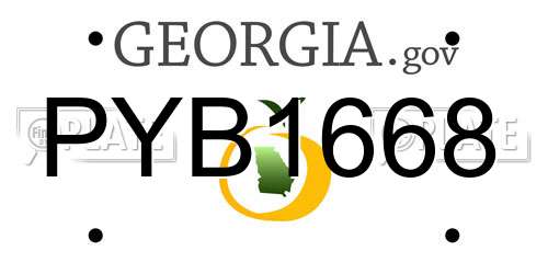 PYB1668 Georgia License Plate