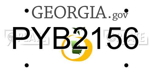 PYB2156 Georgia License Plate