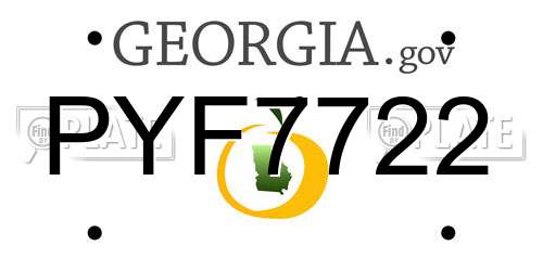 PYF7722 Georgia License Plate