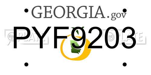 PYF9203 Georgia License Plate