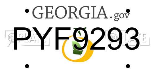 PYF9293 Georgia License Plate