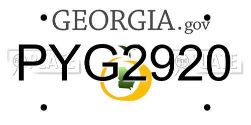 PYG2920 Georgia License Plate