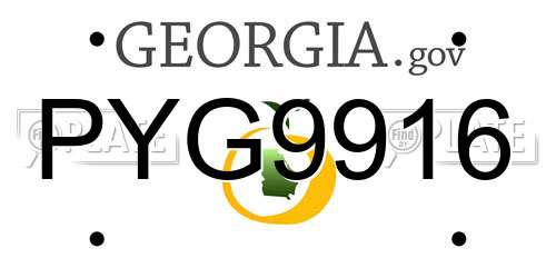 PYG9916 Georgia License Plate