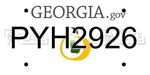 PYH2926 Georgia License Plate