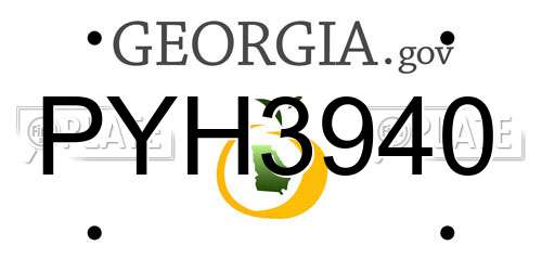 PYH3940 Georgia License Plate