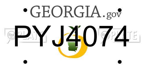 PYJ4074 Georgia License Plate